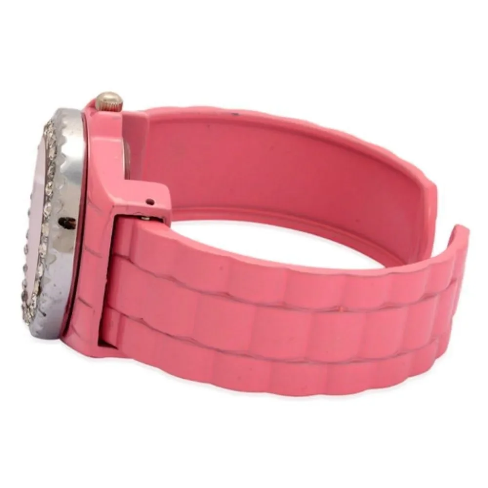 STRADA Watch Cuff Austrian Crystal Pink
